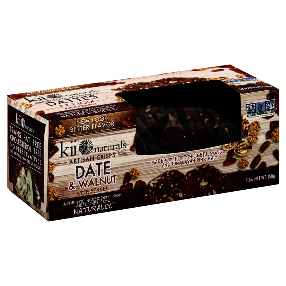 slide 1 of 7, Kii Naturals Date & Walnut Artisan Crisps 5.3 oz, 5.3 oz