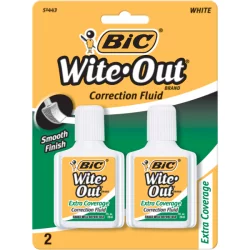 BIC® WITE-OUT® EXTRA COVERAGE CORRECTION FLUID, WHITE