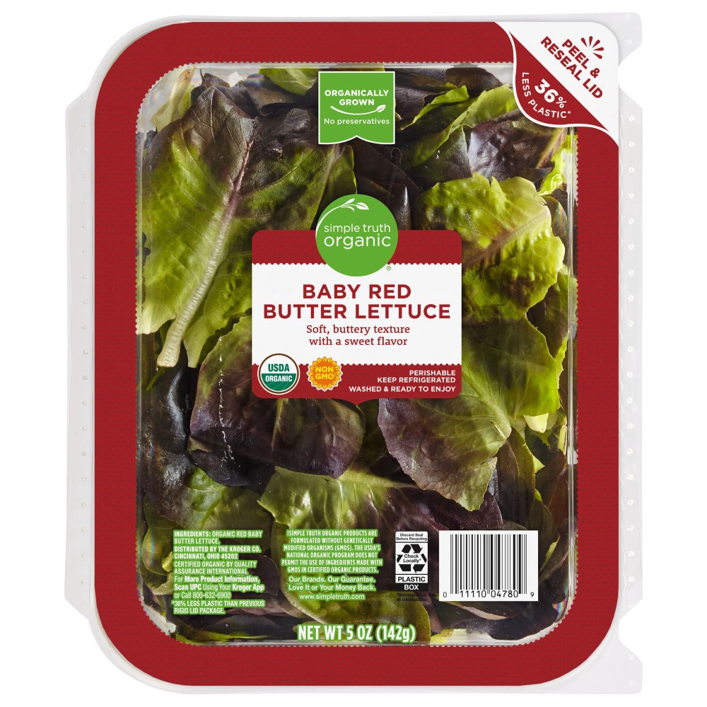slide 3 of 3, Simple Truth Organic Baby Red Butter Lettuce, 5 oz