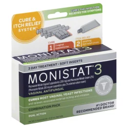 Monistat Cure & Itch Relief 3-Day Treatment Suppositories Vaginal Antifugal Combination Pack