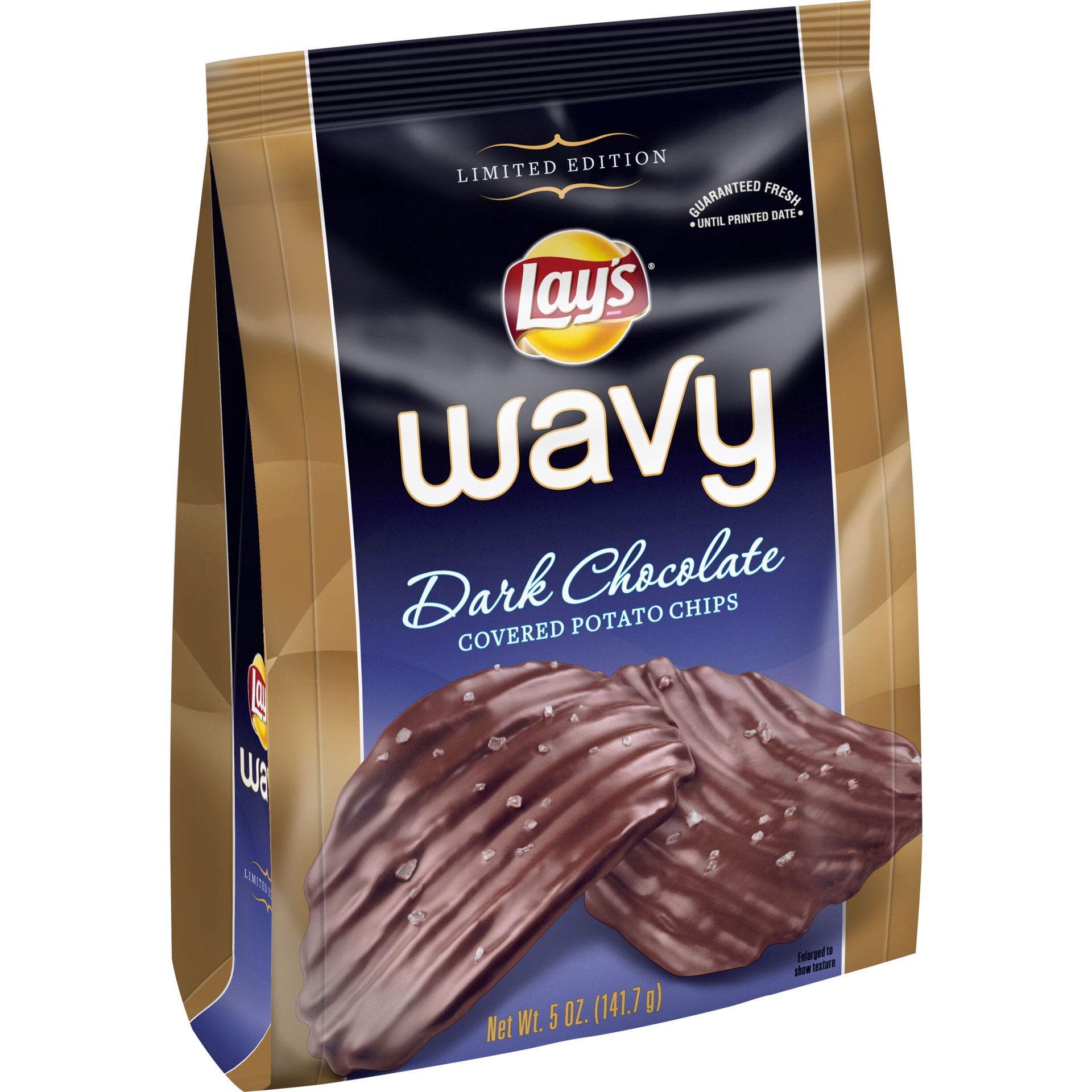 slide 1 of 9, Lay's Wavy Covered Potato Chips Dark Chocolate 5 Oz, 5 oz