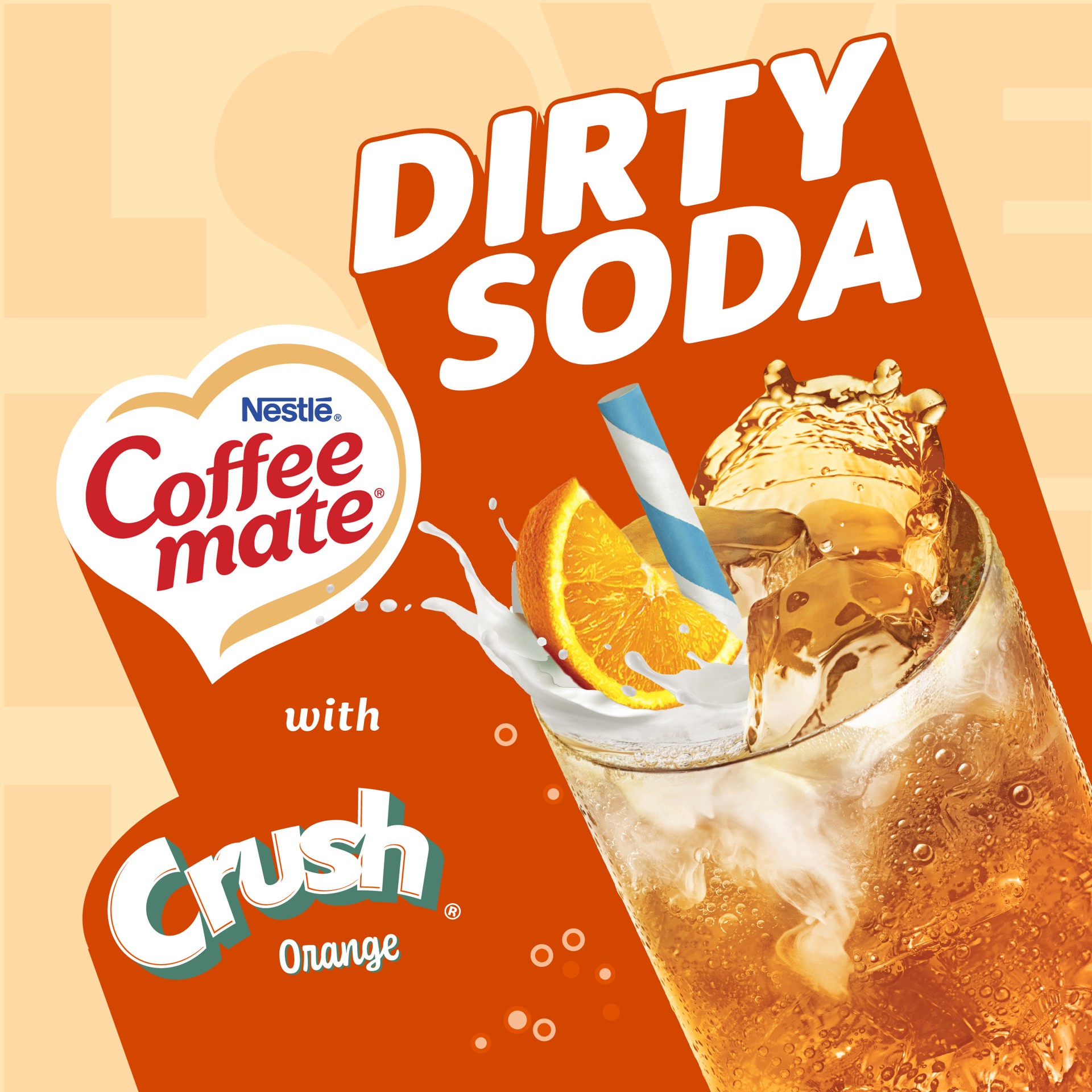 slide 3 of 7, Coffee mate Dirty Soda Creamer, Orange Crème Pop Flavored Liquid Creamer, Mix with Crush Orange, 28 oz