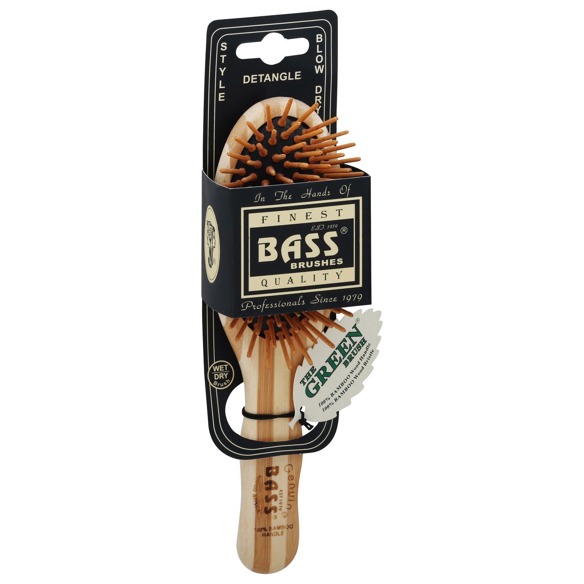 slide 3 of 12, Bass Brushes Small Oval Style Bamboo Handle Hair Brush, Bamboo Pin, 1 ct