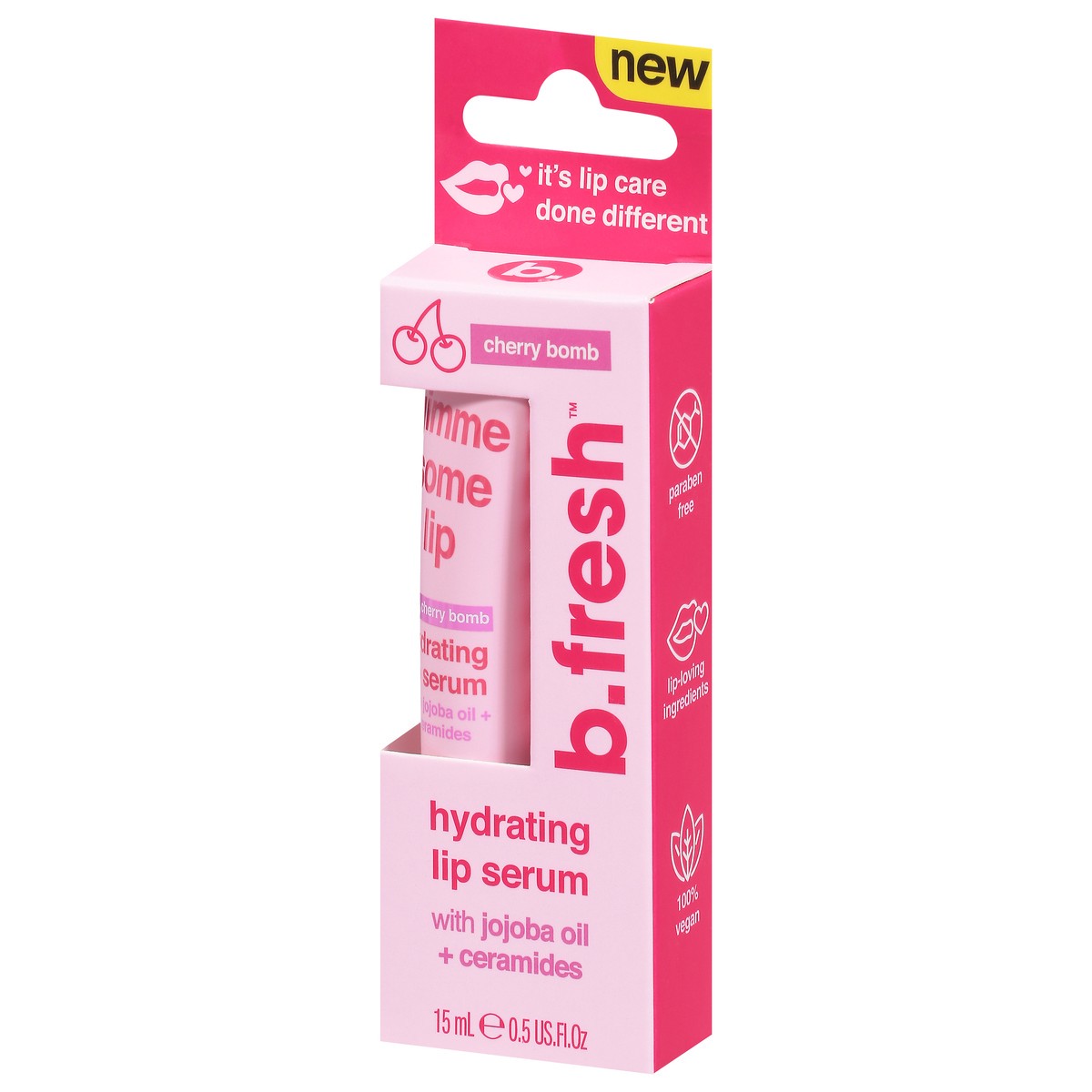 slide 3 of 9, b.fresh Hydrating Cherry Bomb Lip Serum with Jojoba Oil + Ceramides 0.5 fl oz, 0.5 fl oz