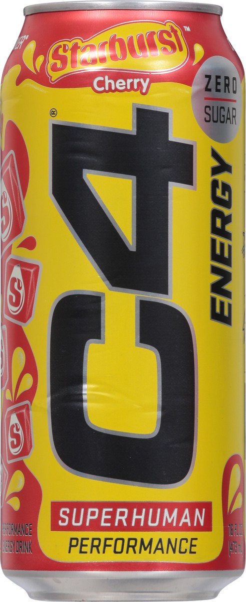 slide 7 of 9, C4 Energy, C4 Energy Starburst - Yellow Can, Carbonated, Cherry Starburst, 16 oz