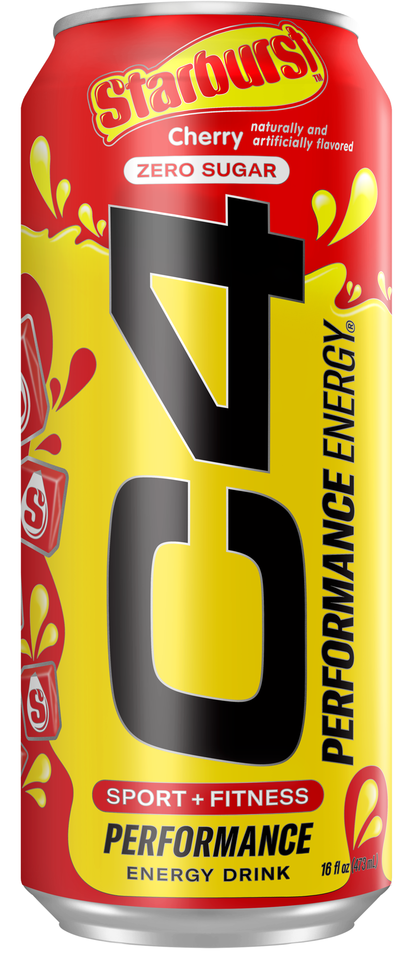 slide 1 of 9, C4 Energy, C4 Energy Starburst - Yellow Can, Carbonated, Cherry Starburst, 16 oz
