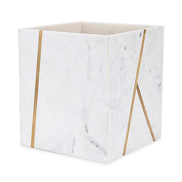 slide 1 of 1, Kassatex Marble Brass Wastebasket - Ivory, 1 ct