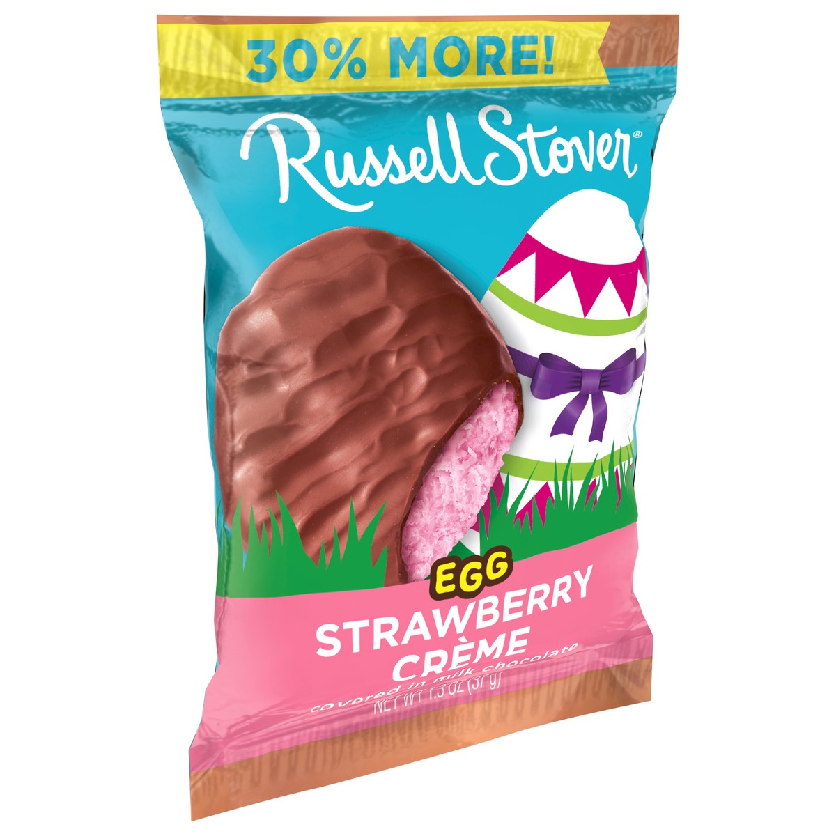 slide 4 of 8, RUSSELL STOVER Easter Strawberry Crème Milk Chocolate Candy Easter Egg, 1.3 oz., 1.3 oz