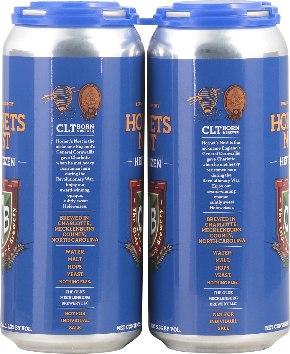 slide 6 of 9, The Olde Mecklenburg Brewery Hefeweizen Hornets Nest Beer 4 - 16 fl oz Cans, 4 ct; 16 oz