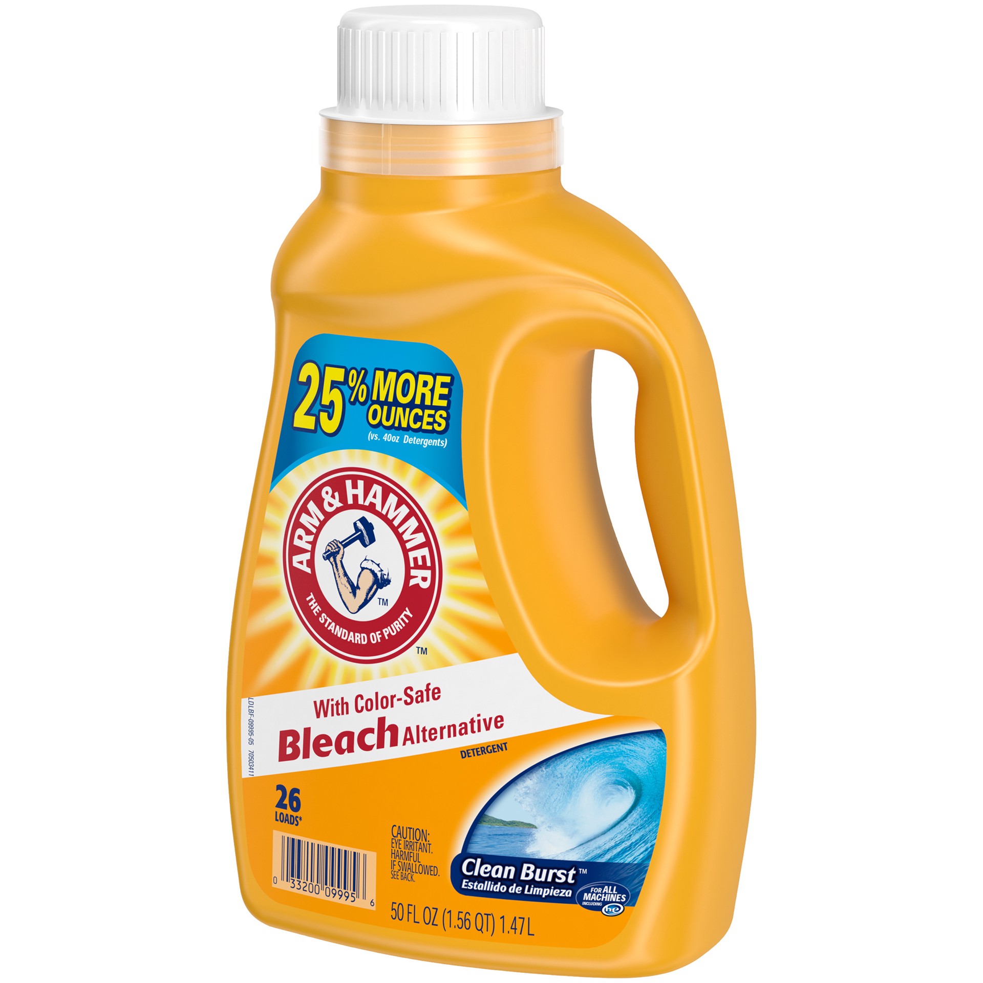 slide 2 of 5, ARM & HAMMER Laundry Detergent with Colorsafe Bleach Alternative Clean Burst, 50 fl oz