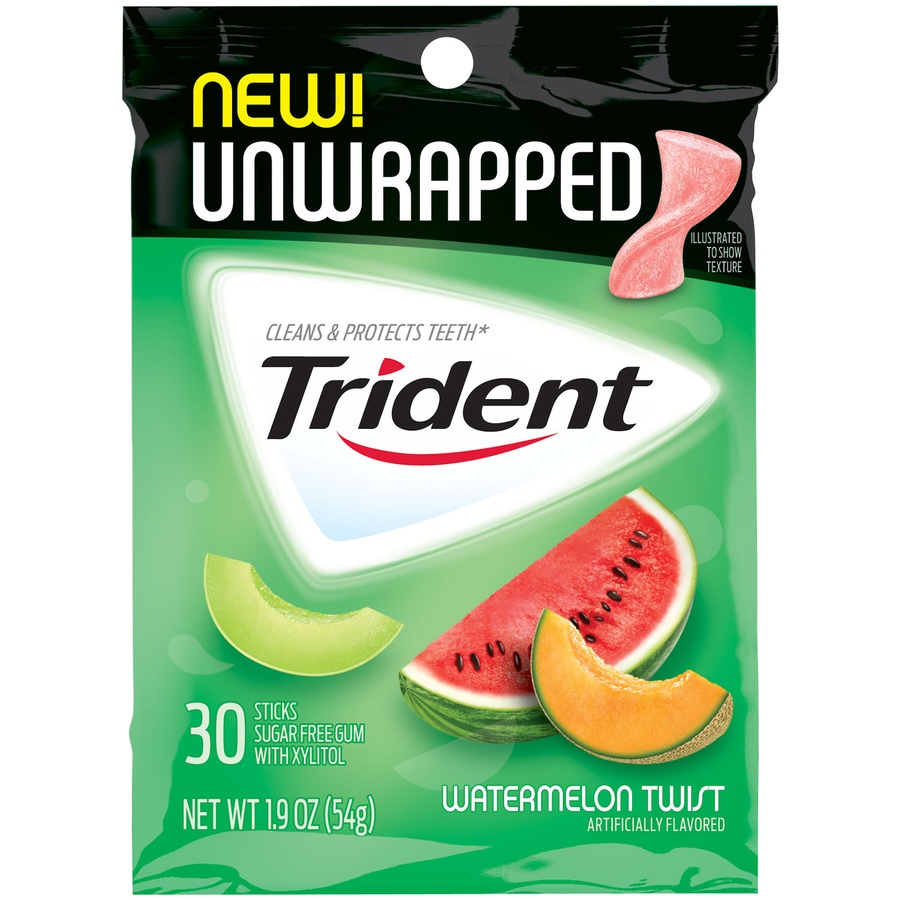 slide 1 of 1, Trident Gum Watermelon Twist Pouch, 30 ct