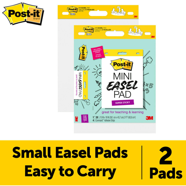 slide 7 of 10, Post-it Notes Super Sticky Easel Pads, Mini, White, Pack Of 2 Pads, 2 ct