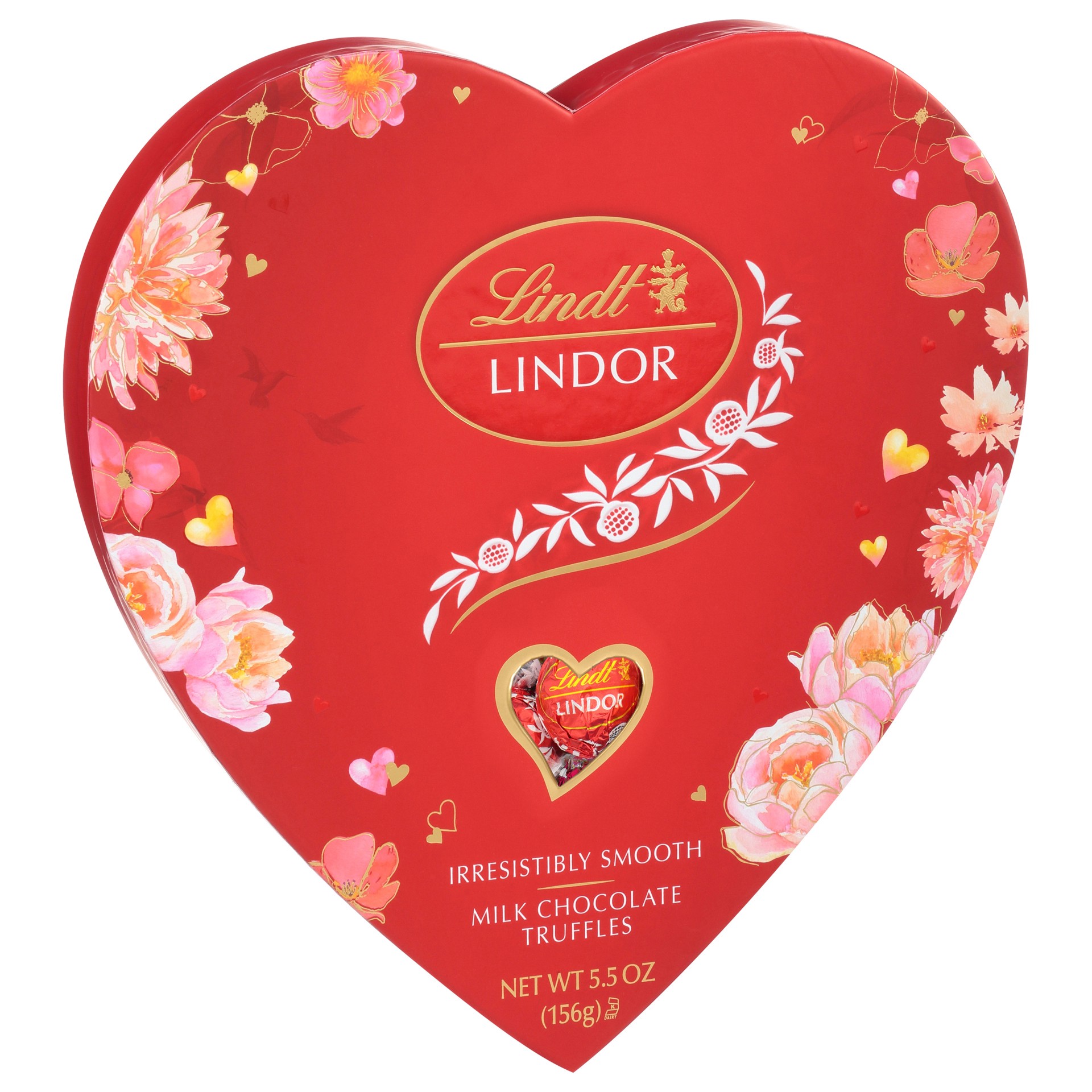 slide 1 of 3, Lindt LINDOR Valentine's Milk Chocolate Candy Truffles Heart, Milk Chocolate with Milk Truffle Filling, 5.5 oz., 5.5 oz
