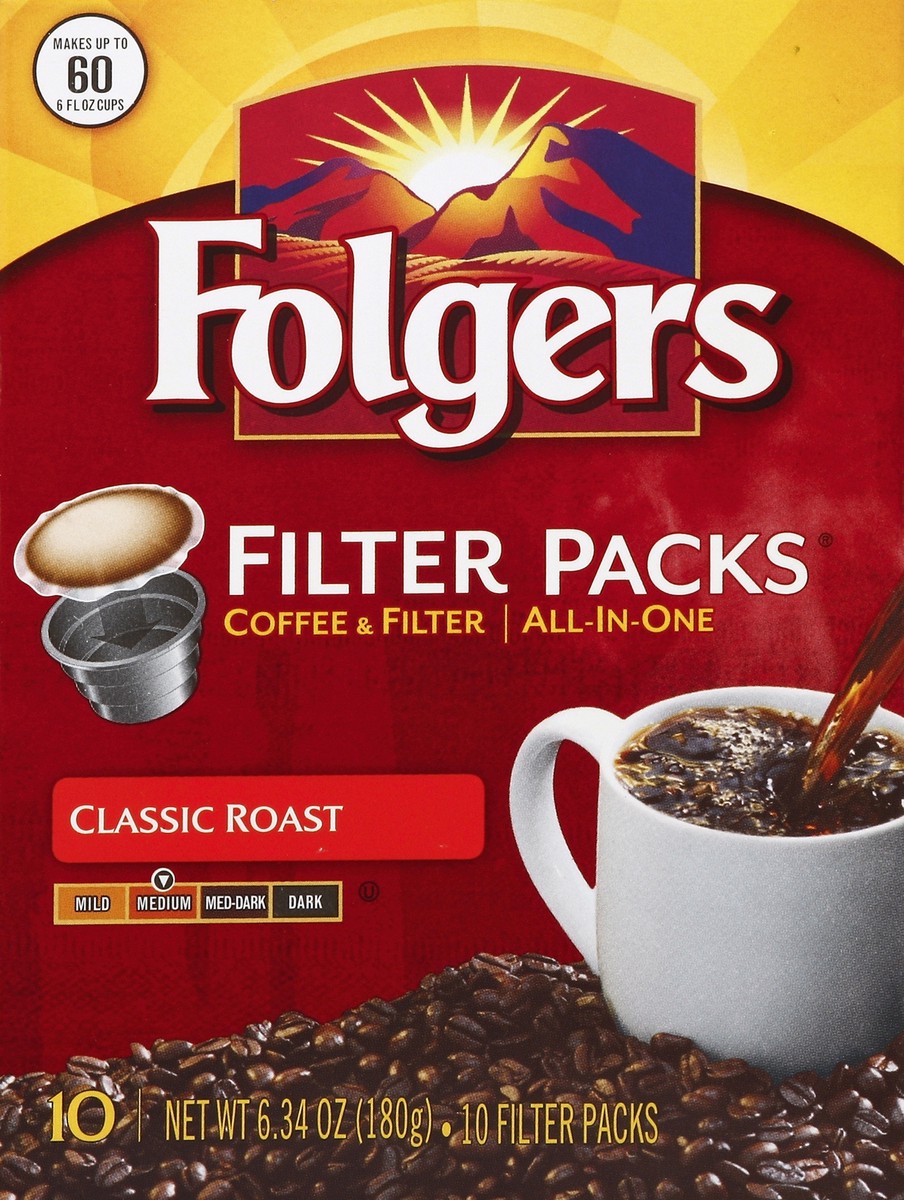 slide 5 of 6, Folgers Coffee & Filter - 10 ct, 10 ct