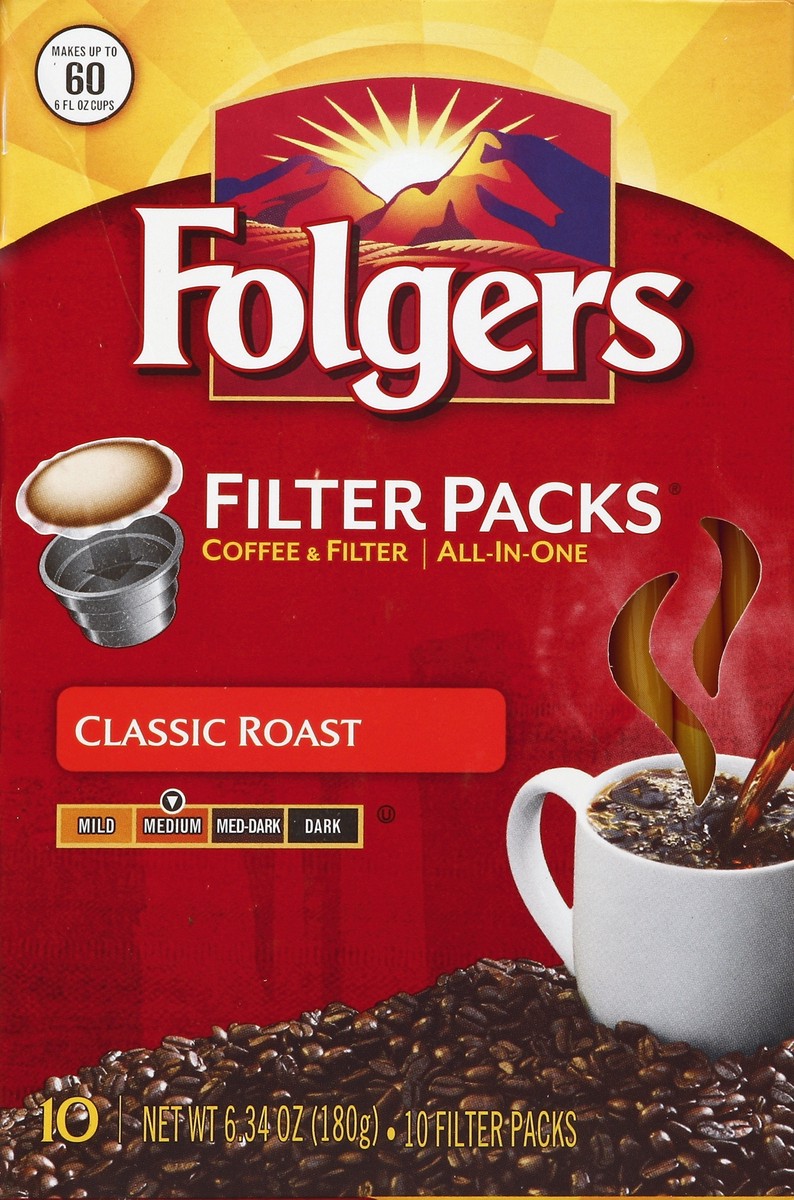 slide 1 of 6, Folgers Coffee & Filter - 10 ct, 10 ct