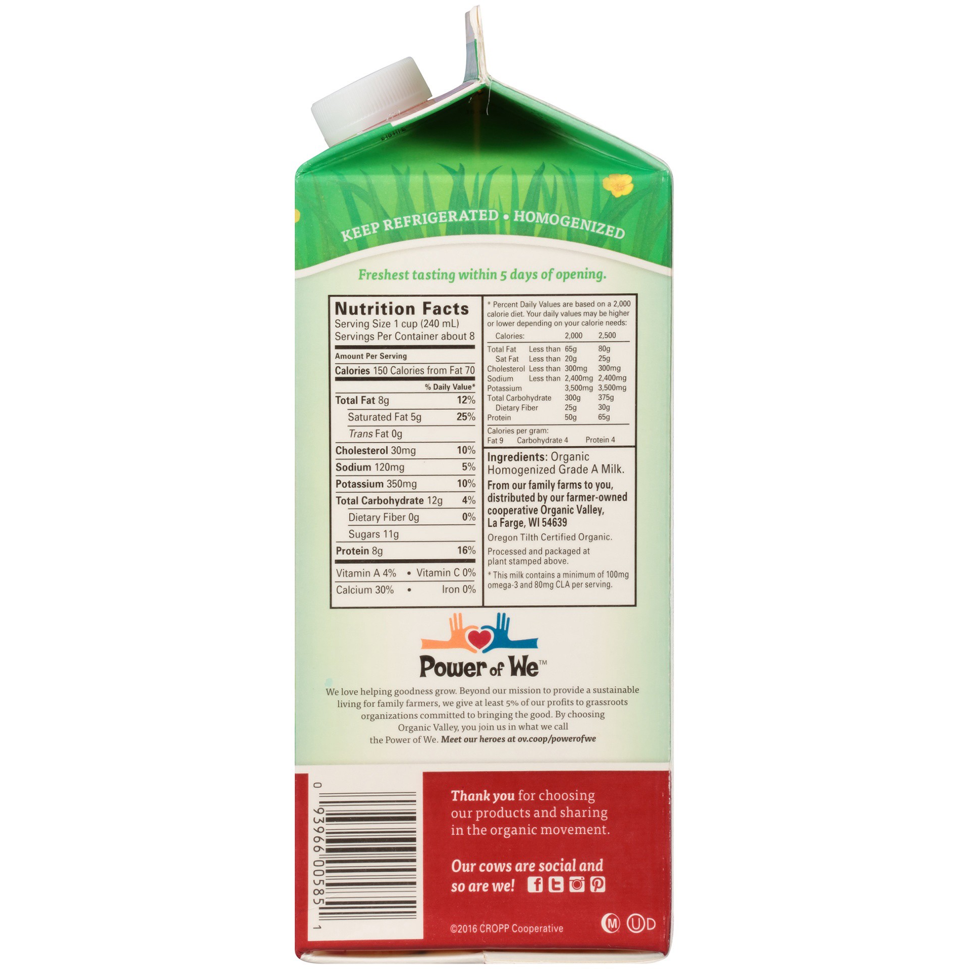 slide 2 of 8, Organic Valley Milk 0.5 gl, 64 fl oz