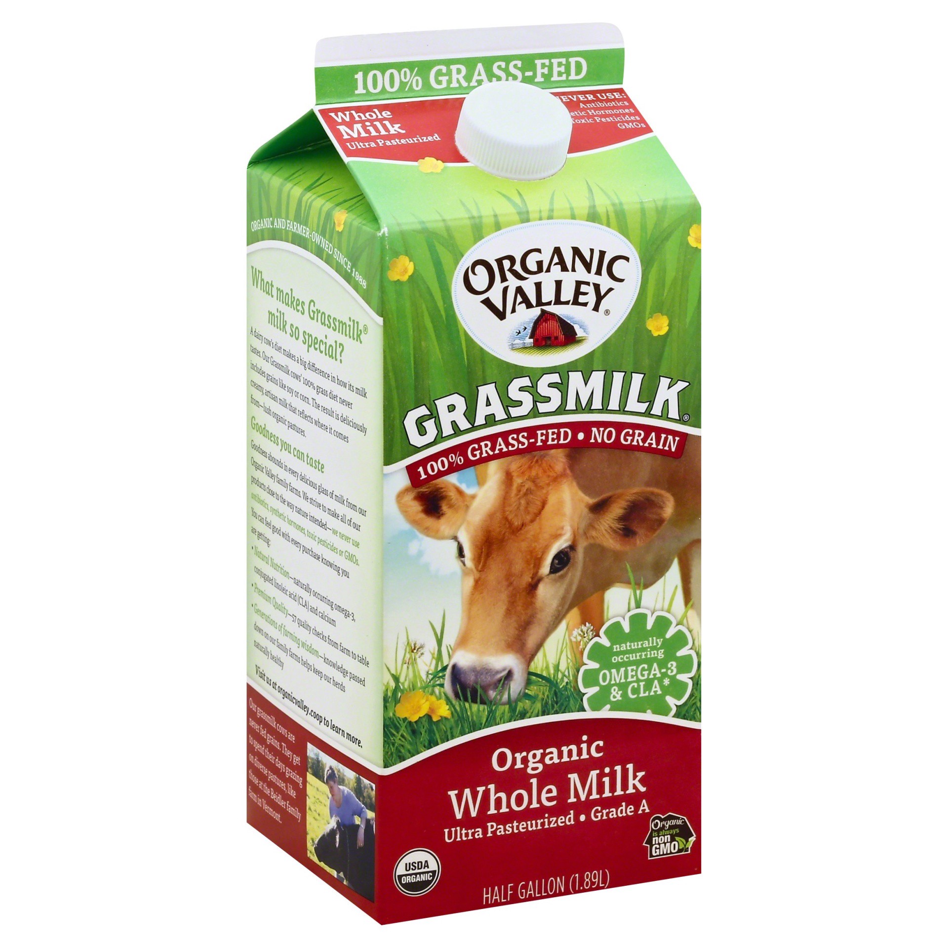 slide 1 of 8, Organic Valley Milk 0.5 gl, 64 fl oz