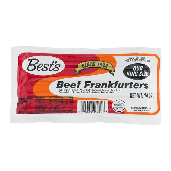 slide 1 of 1, Best's King Size Franks, 14 oz