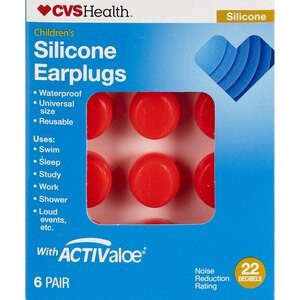 slide 1 of 1, CVS Health Children's Silicone Earplugs, 6 Pair, 1 ct