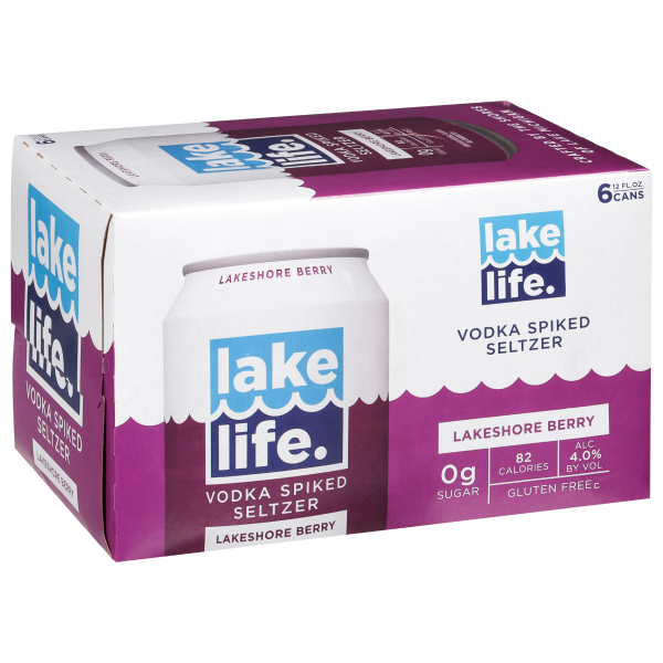 slide 5 of 7, Lake Life Vodka Spiked Seltzer, Lakeshore Berry, 6 Pack, 6 ct; 12 oz