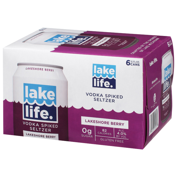 slide 4 of 7, Lake Life Vodka Spiked Seltzer, Lakeshore Berry, 6 Pack, 6 ct; 12 oz
