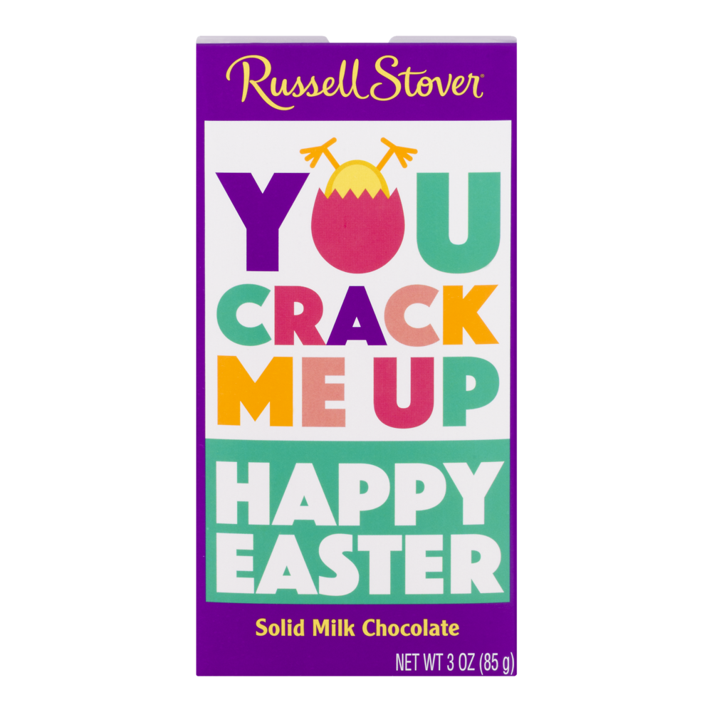 slide 1 of 1, Russell Stover You Crack Me Up Happy Easter Solid Milk Chocolate, 3 oz