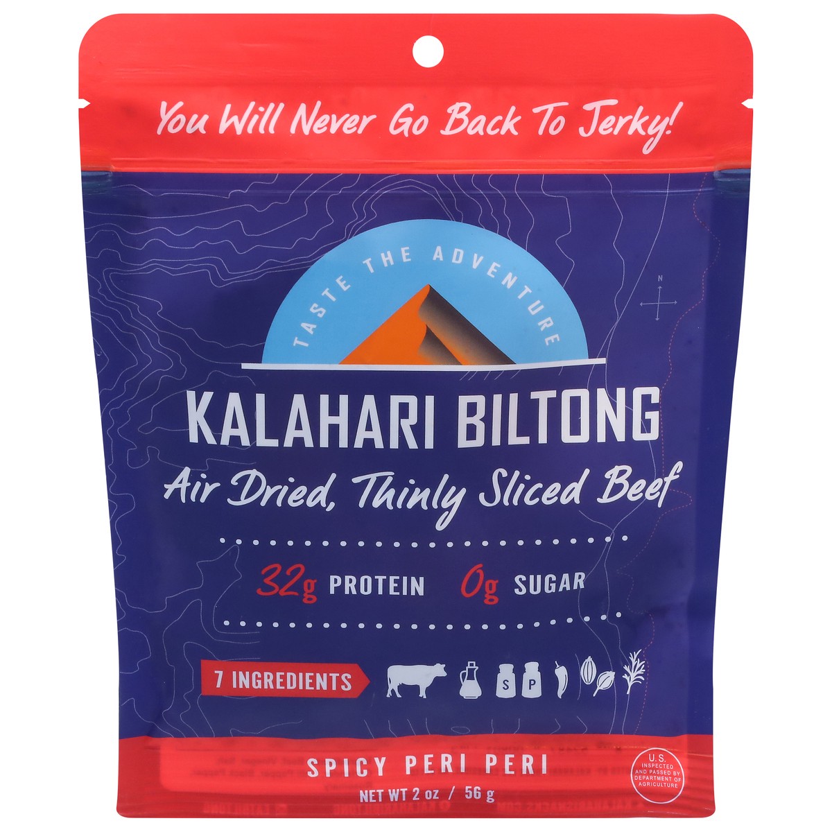 slide 1 of 9, Kalahari Biltong Spicy Peri Peri Air Dried Thinly Sliced Beef, 2 oz