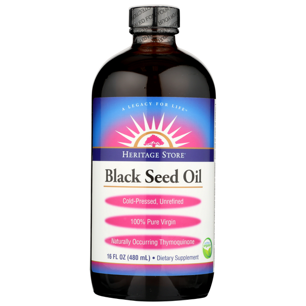 slide 1 of 1, Heritage Store Organic Black Seed Oil, 16 fl oz