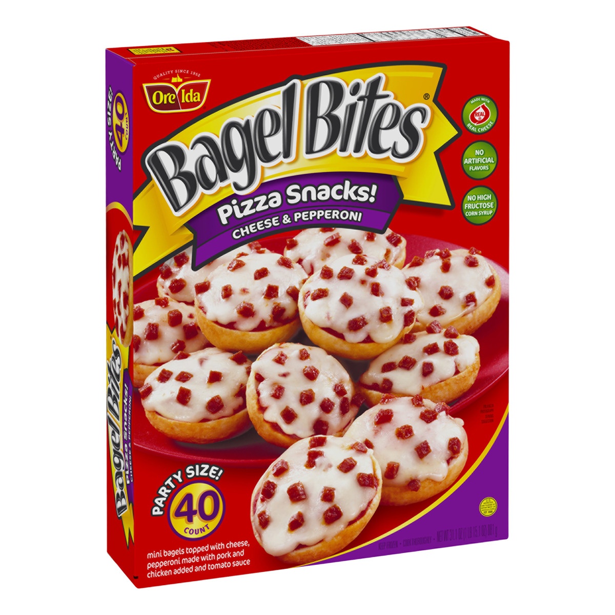slide 2 of 10, Bagel Bites Cheese & Pepperoni Mini Pizzael Frozen Snacks, 31.1 oz; 40 ct