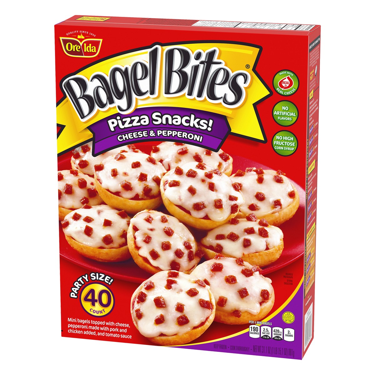 slide 8 of 9, Bagel Bites Cheese & Pepperoni Mini Pizza Bagel Frozen Snacks, 40 ct Box, 40 ct