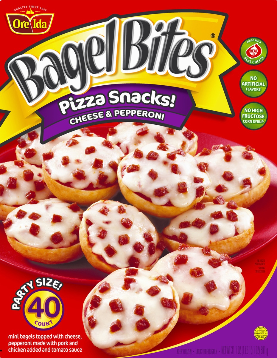 slide 8 of 10, Bagel Bites Cheese & Pepperoni Mini Pizzael Frozen Snacks, 31.1 oz; 40 ct