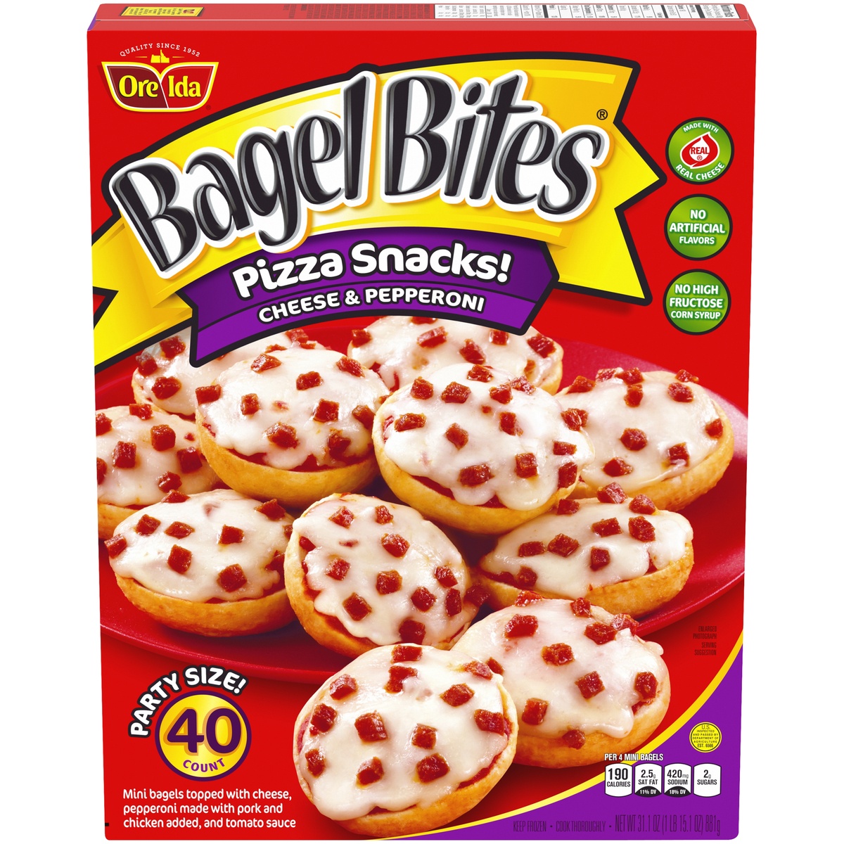 slide 10 of 10, Bagel Bites Cheese & Pepperoni Mini Pizzael Frozen Snacks, 31.1 oz; 40 ct