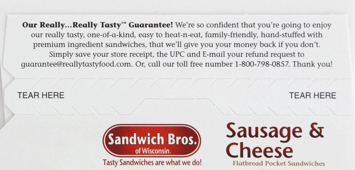 slide 4 of 4, Sandwich Bros. Sausage and Cheese Flatbread Pocket Sandwiches, 9 oz, 4 Count, 9 oz