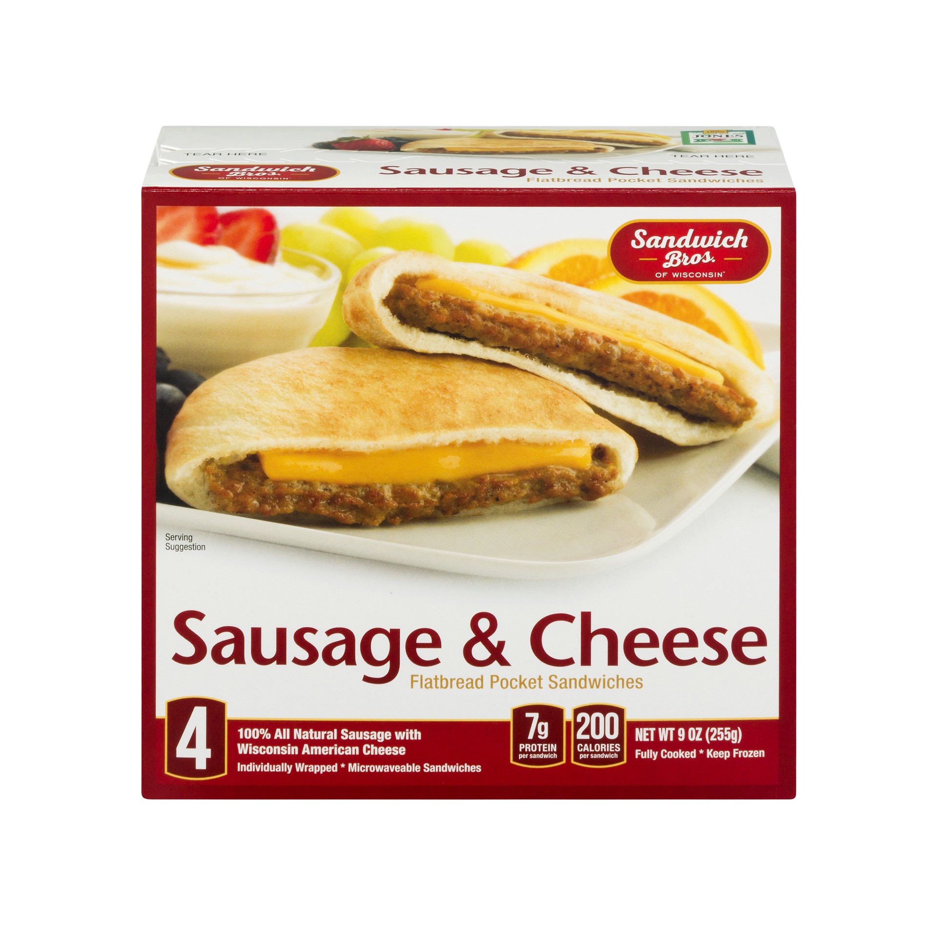 slide 1 of 4, Sandwich Bros. Sausage and Cheese Flatbread Pocket Sandwiches, 9 oz, 4 Count, 9 oz