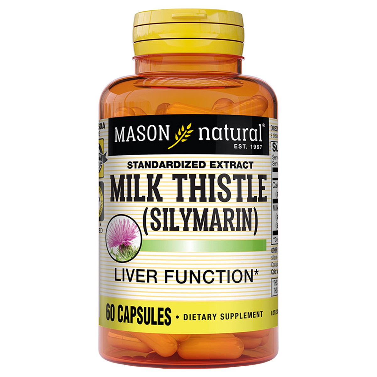 slide 1 of 8, Mason Milk Thistle (Silymarin) Liver Cleanser Capsules, 60 ct