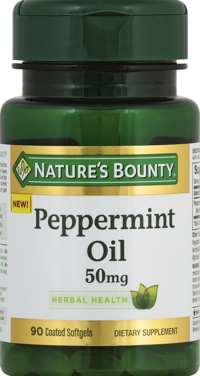 slide 5 of 6, Nature's Bounty Peppermint Oil, 50 mg, Coated Softgels, 90 ct