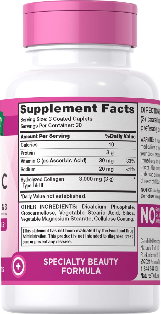 slide 5 of 5, Nature's Truth Ultra Collagen 1,000 mg Type I & III, 90 ct