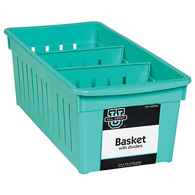 slide 1 of 1, All About U Medium Basket With Dividers Mint, 1 ct