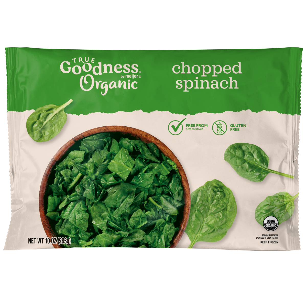 slide 1 of 5, True Goodness Organic Chopped Spinach, 10 oz