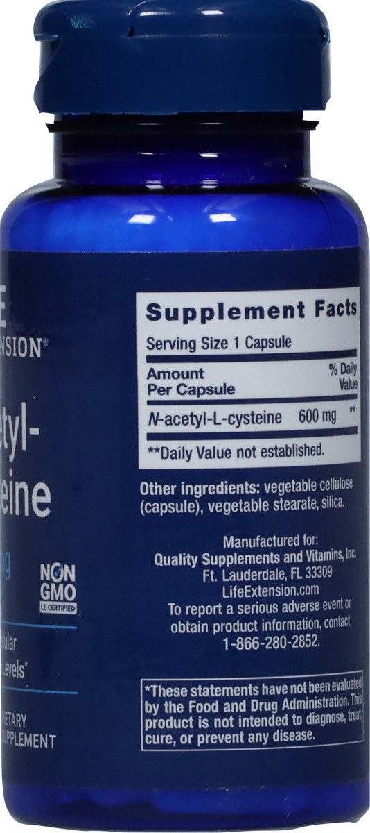 slide 8 of 9, Life Extension 600 mg N-Acetyl-L-Cysteine 60 Capsules, 1 ct