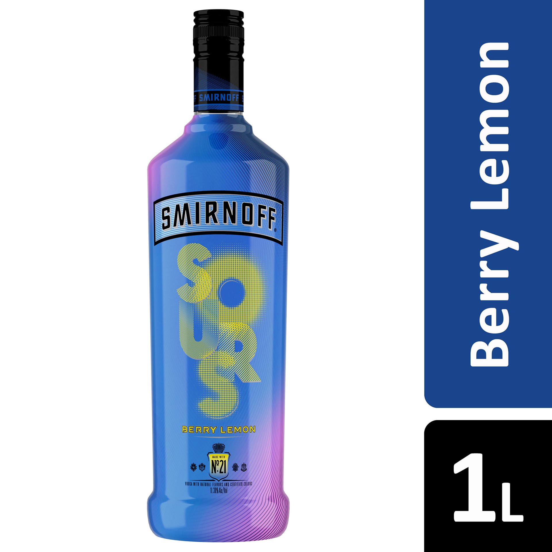 slide 2 of 4, Smirnoff Sours Berry Lemon (Vodka Infused with Natural Flavors) - 1 L Bottle, 1 liter