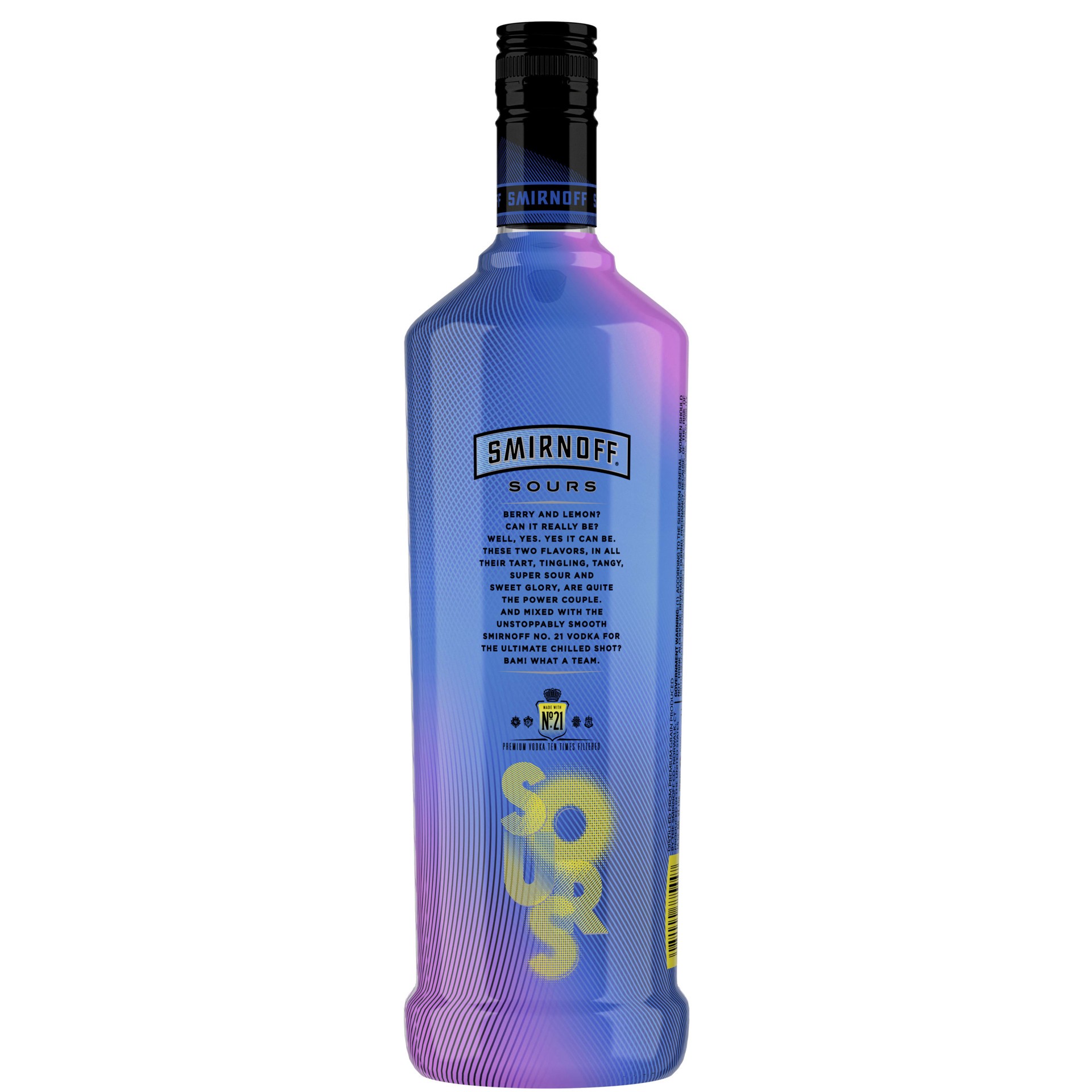 slide 3 of 4, Smirnoff Sours Berry Lemon (Vodka Infused with Natural Flavors) - 1 L Bottle, 1 liter