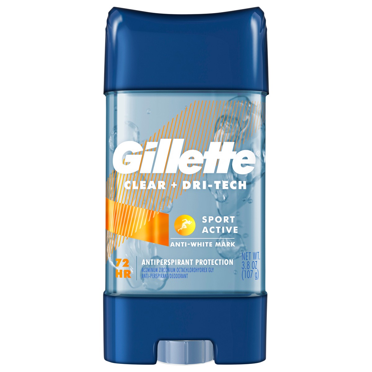 slide 1 of 3, Gillette Antiperspirant Deodorant for Men, Clear Gel, Sport Active, 72 Hr. Sweat Protection, 3.8 oz, 3.8 oz