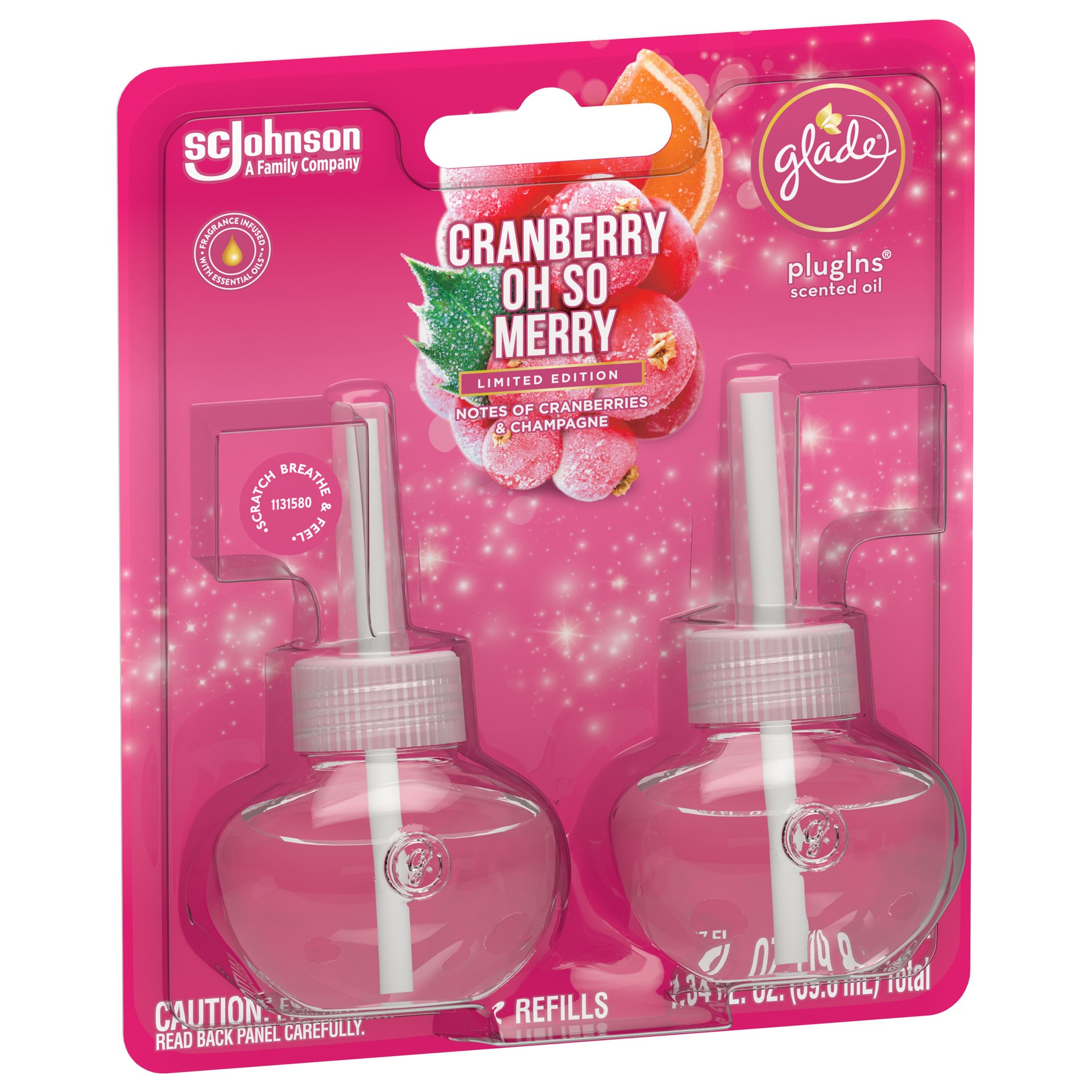 slide 3 of 5, Glade Oh So Merry Cranberry Piso Refills - 2 Count, 1.34 fl oz