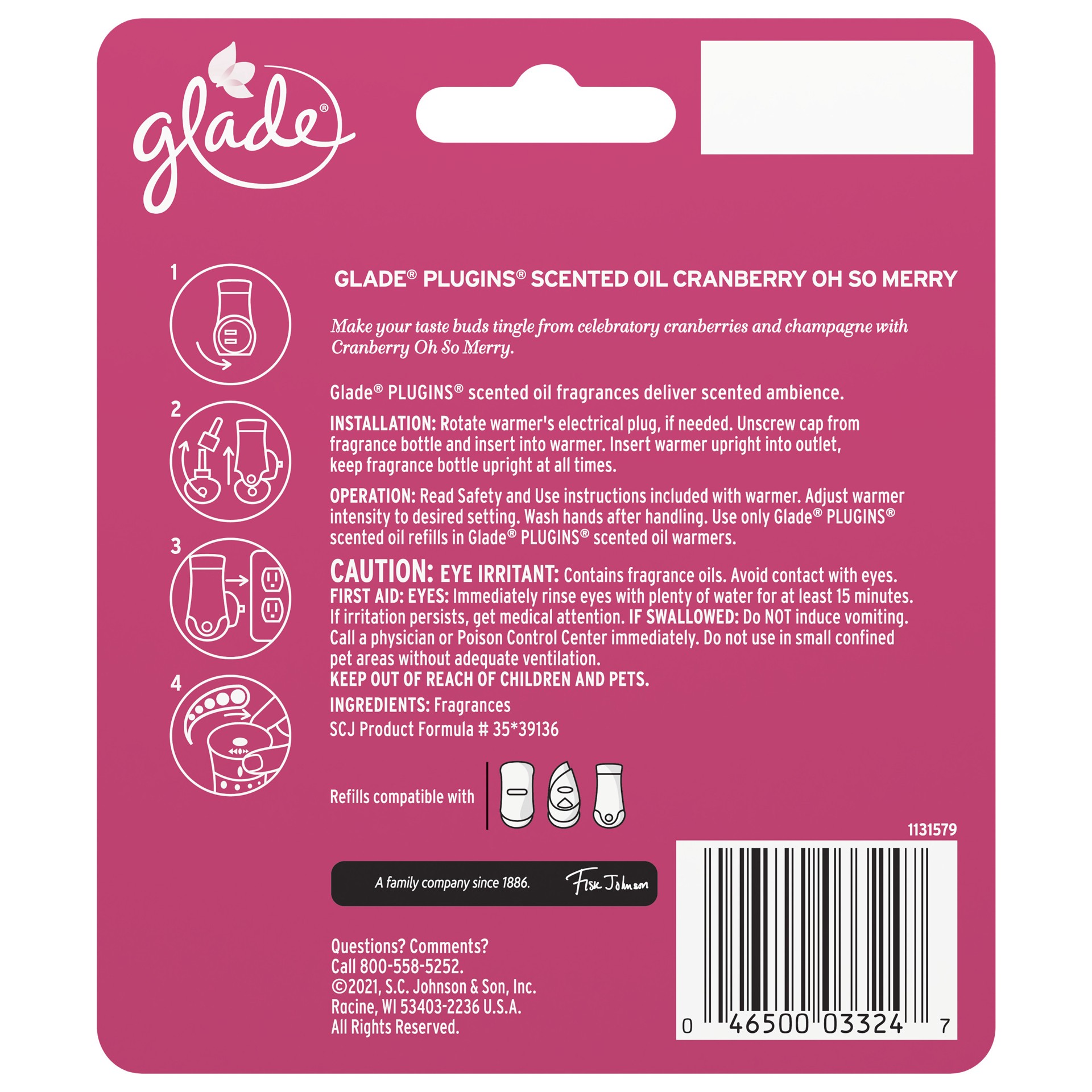 slide 2 of 5, Glade Oh So Merry Cranberry Piso Refills - 2 Count, 1.34 fl oz