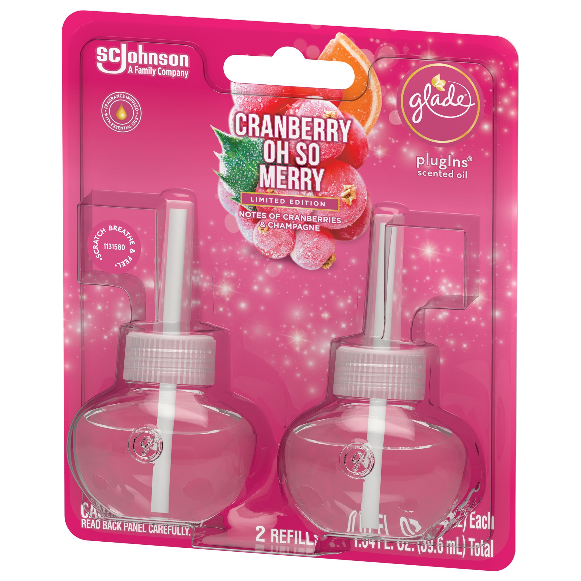 slide 4 of 5, Glade Oh So Merry Cranberry Piso Refills - 2 Count, 1.34 fl oz