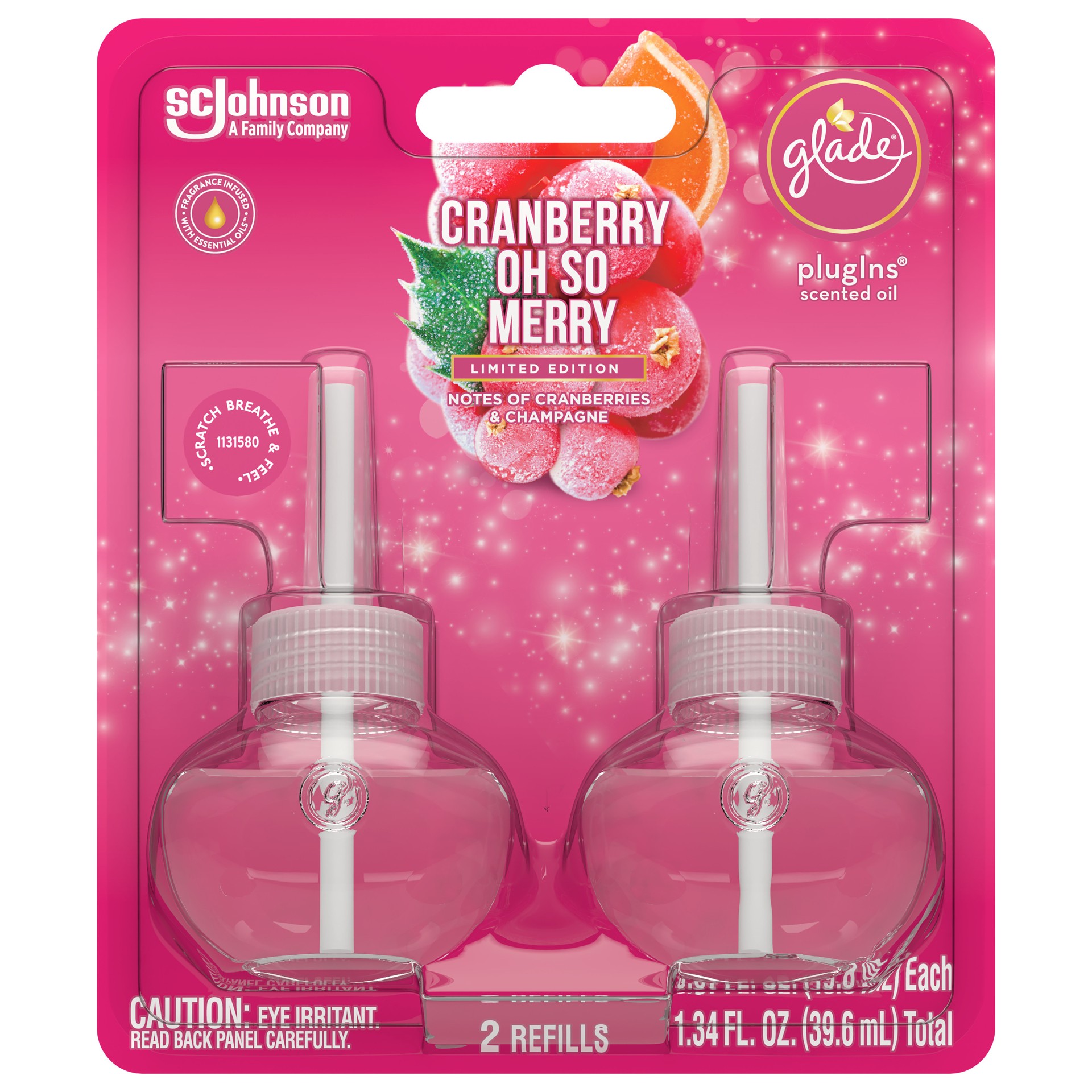 slide 1 of 5, Glade Oh So Merry Cranberry Piso Refills - 2 Count, 1.34 fl oz