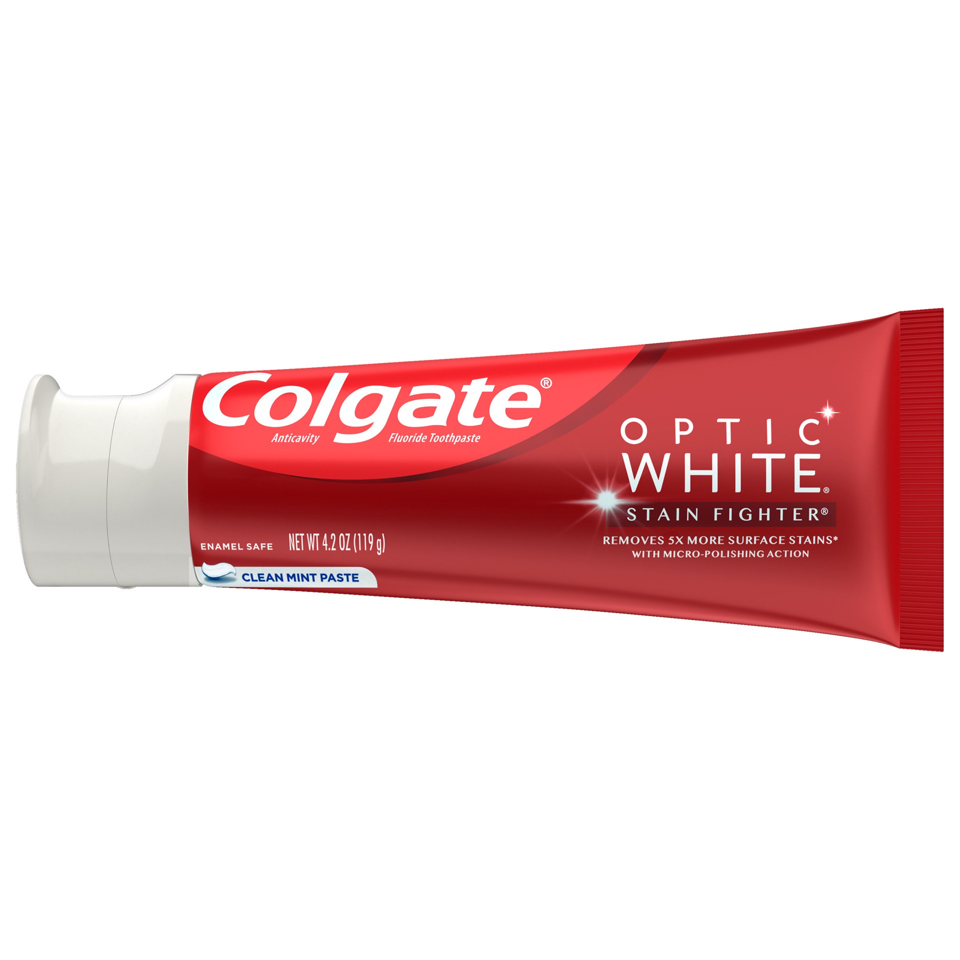 slide 2 of 10, Colgate Optic White Clean Mint Stain Fighter Toothpaste, 4.2 oz
