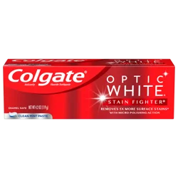 Colgate Optic White Stain Fighter Teeth Whitening Toothpaste, Clean Mint Paste