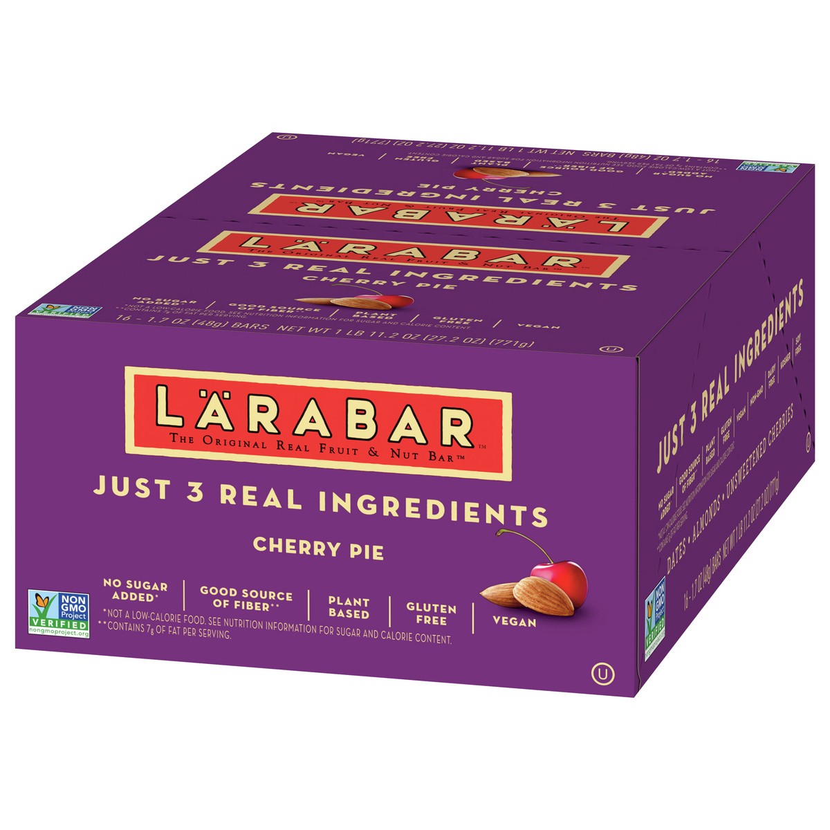 slide 3 of 9, LÄRABAR Cherry Pie, Gluten Free Vegan Fruit & Nut Bar, 1.7 oz Bars, 16 Ct, 16 ct; 1.7 oz